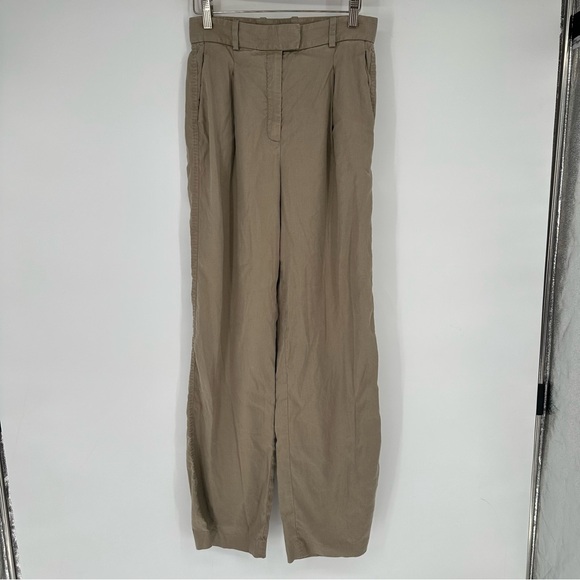 Babaton Tan Linen High Rise Straight leg Pants Sz 6 - Picture 1 of 6